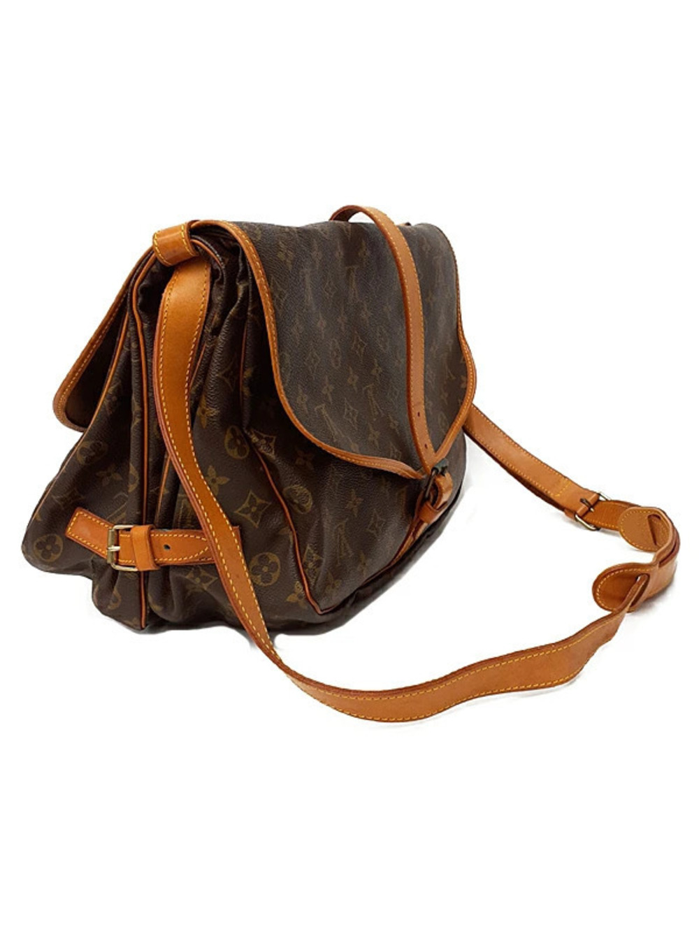 Louis Vuitton Shoulder Saumur Monogram Bag Brown